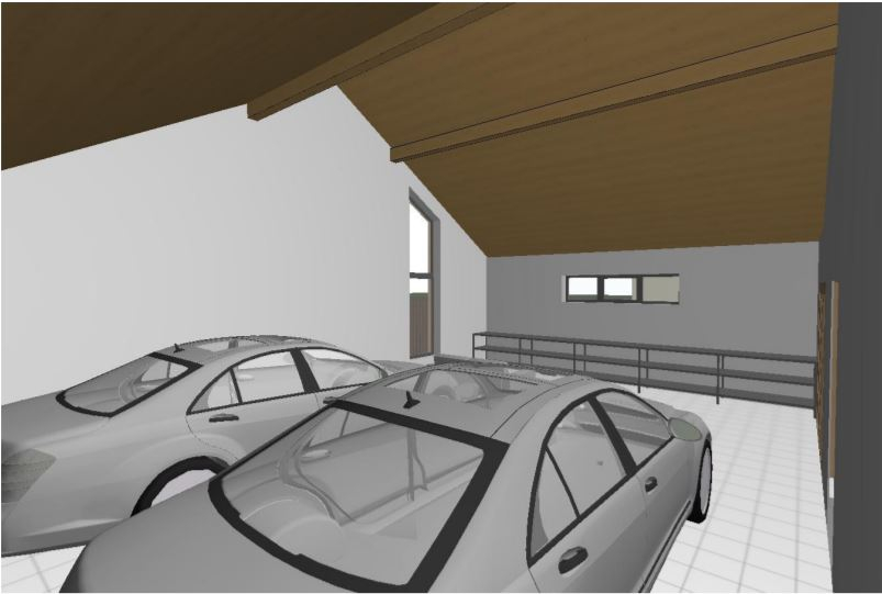 так выглядит гараж с авто на визуализации 